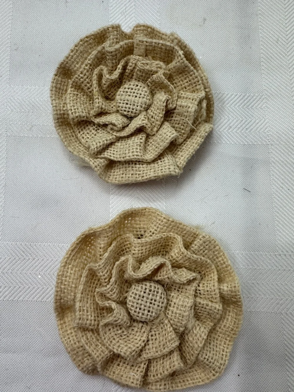 Burlap Flower Accent Set of 9 in Beige and Brown - Rustic Home Accents